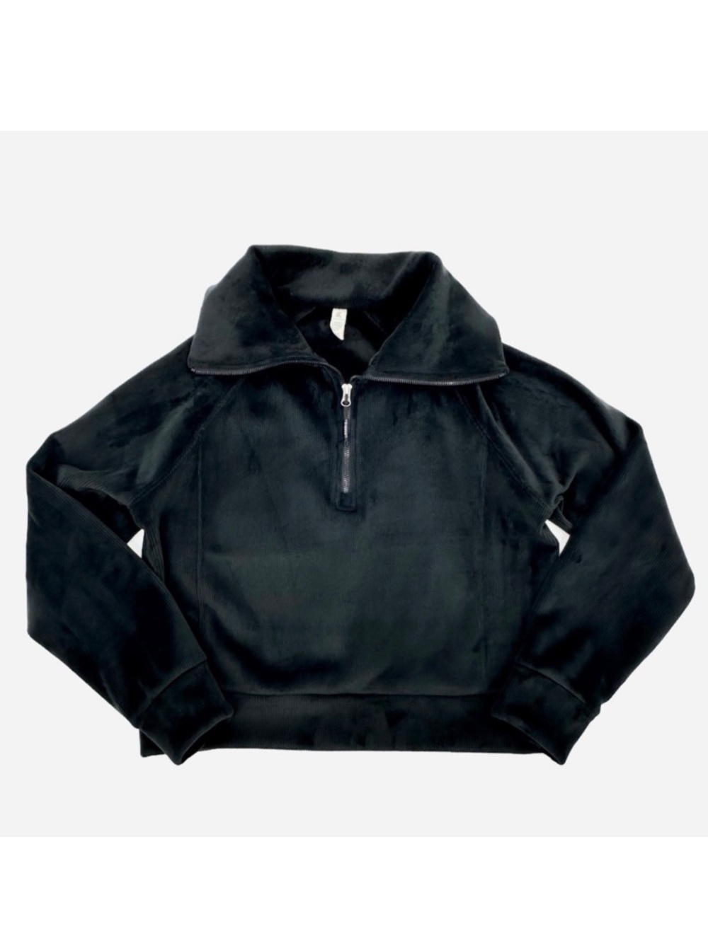 Kyodan Black Ribbed Velour Quarter Zip Cropped Pullover P/S - Picture 10 of 10